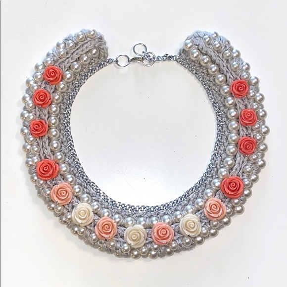 Vova Fruck Hand made pearl and roses necklace - Picture 1 of 6